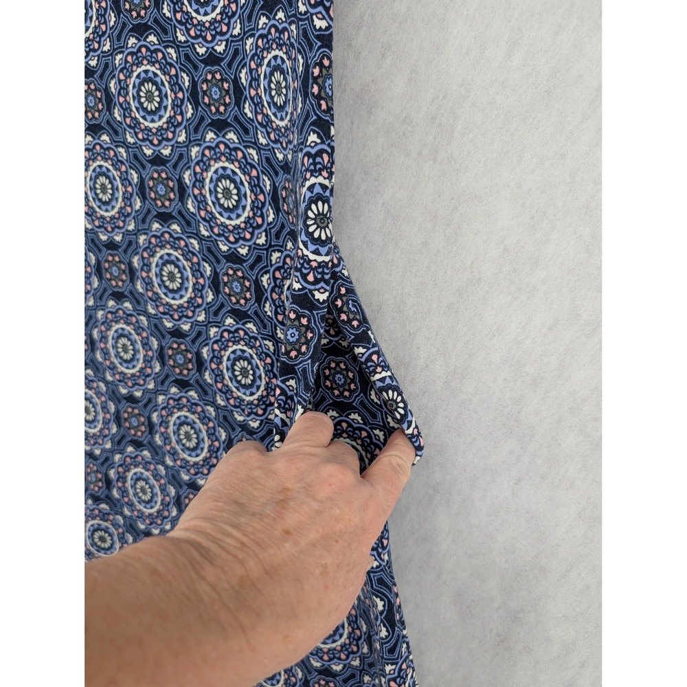 T by Talbots Dress Womens S Blue Medallion Print Cap Sleeve Pocket Jersey Sheath - Picture 7 of 12